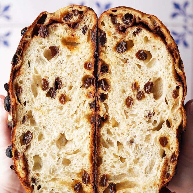 cinnamon raisin sourdough bread loaf recipe featured image
